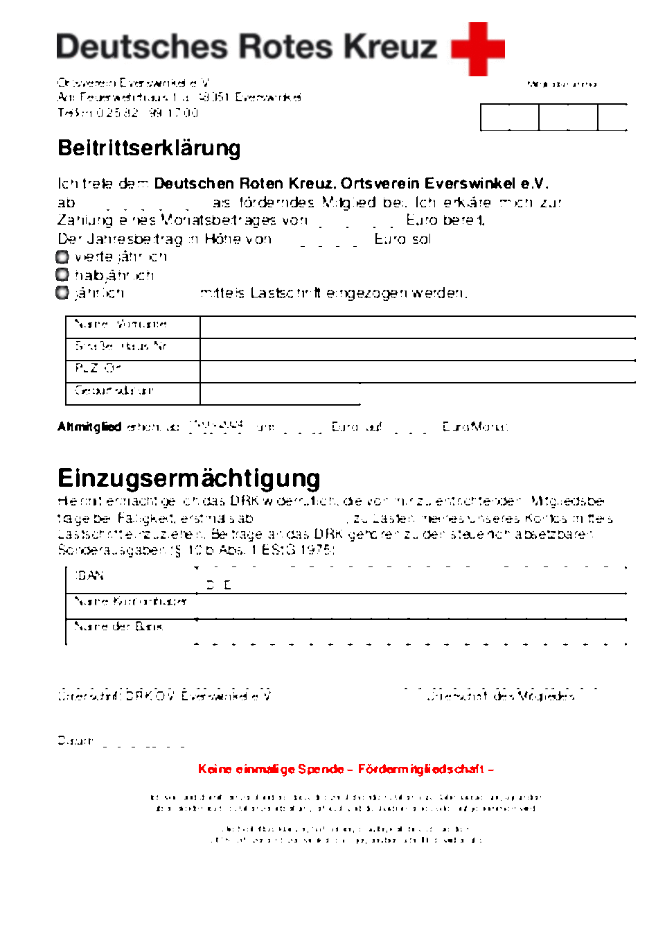 Beitrittserklärung DRK-Ortsverein Everswinkel